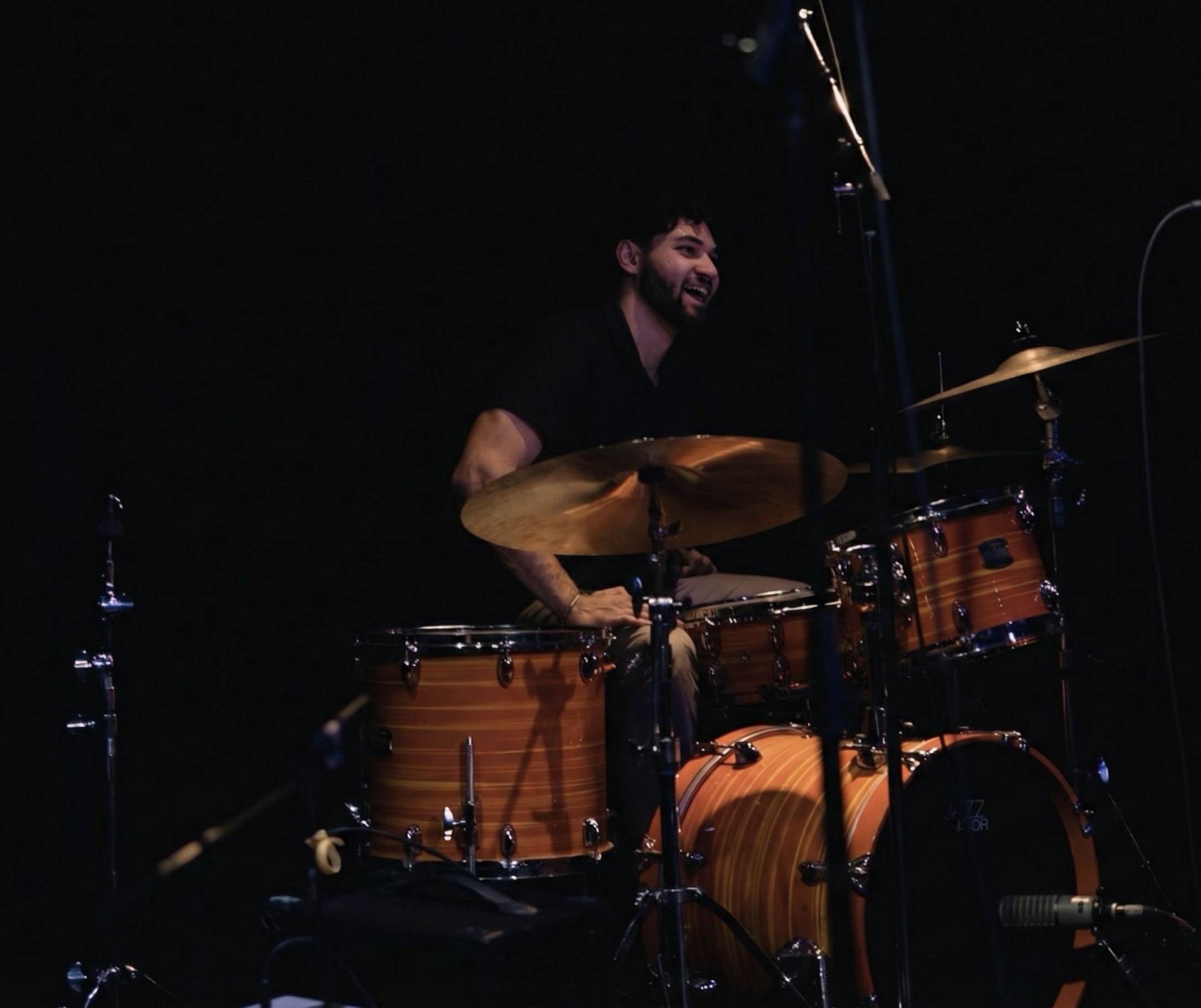 Arya Javadi playing drums